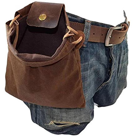 ASENIE Bolsa de forraje de lona encerada, plegable, para acampar al aire libre, almacenamiento de hongos, resistente al agua, cinturón de yesca, bolsas de volcado marrón para viajes, camping,