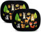HECKBO 2X Auto Sonnenblende mit 8 Saugnäpfen - Waldtiere Tiere Motiv - 44x36cm - Auto Fenster Seitenfenster Sonnenschutz Autosonnenblende Seitenscheibe - mit Tasche - für Baby Kinder Mädchen Jungen