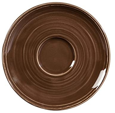 Seltmann Weiden Terra Kombi-Untertasse, 16 cm, Runder Unterteller mit spiralförmigem Relief, Spülmaschinen- und mikrowellenfest, Porzellan, Erdbraun