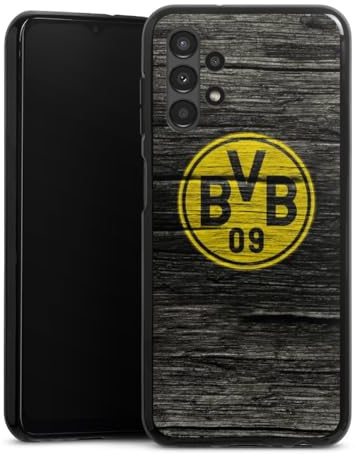 DeinDesign Silikon Hülle kompatibel mit Samsung Galaxy A13 4G Case schwarz Handyhülle Borussia Dortmund BVB Holzoptik