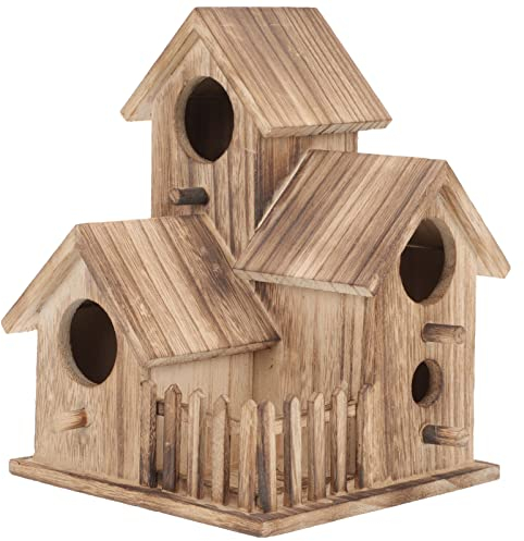 POPETPOP Holz Vogel Nistkasten für Wellensittiche, Rundes Hängehaus Braun