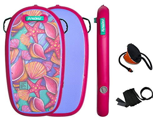 FunWater Bodyboard, 109,2 cm aufblasbares Bodyboard, Boogie Board – ultraleichter PVC-Kern, Bodyboards zum Aufblasen geeignet für Strände, Schwimmbäder, mit umwickelter Handschlaufe, faltbar, Surfen