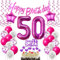 Deko 50. Geburtstag Frauen Luftballons - Geschenk und Tortendeko für Frau - Rosa Dekoration für 50 Jahre