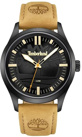 Timberland RAMBUSH Uhr für Herren in der Farbe Beige mit Armband aus Leder, Wasserdichtigkeit: 5 bar, Gehäusedurchmesser: 42 mm, TDWGA0029601
