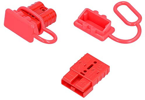 Connecteur d'alimentation 50 A, prise électrique de batterie à forte conductivité avec poignée pour chargeurs à distance pour onduleurs pour installations solaires (rouge)