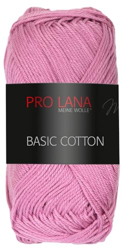 Frida's Wollhaus Pro Lana 50 g Basic Cotton Baumwolle Stricken Häkeln Wolle Basic-Garn 64 Farben (144 | Orchidee)