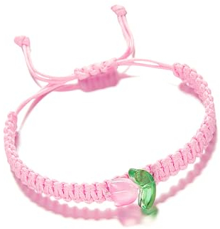 LUOKIFUR Tulpenarmband, verstellbares geflochtenes Armband, Schwesterblume, Frühlingsblumenarmband, bestes Geschenk für Frauen (Pink)