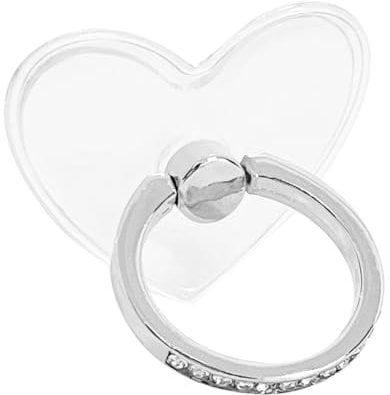 YANYEZ Heart Shaped Mobile Phone Holder - Diamond Encrusted Ring Mount Case - 360 Degree Rotation - Suitable for All Smartphones, Tablets & Phone Cases - Silver