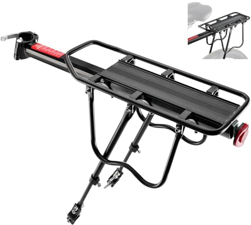 Mountainbike Gepäckträger Maximale Belastung 100kg mit Reflektor,Aluminiumlegierung,Vor und zurück einstellbar,Universal-Gepäckträger Schnelle Installation für 24-28 Zoll Fahrrad Rennrad E-Bike MTB
