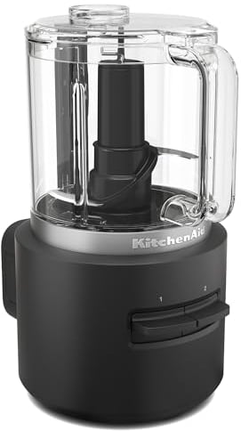 Kitchenaid Picadora Eléctrica sin cable I Kitchenaid Go I Procesador de Alimentos Portátil para Procesar Frutas, Verduras, Carne Cruda y Más en Muy Poco Tiempo I 1,18 L I Con Batería I Negro