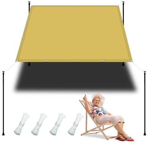 Sonnensegel Rechteckig 2.7 x 2.7 m Wasserdicht Sonnensegel Balkon Reißfest UV-Schutz nach Mass Polyestergewebe Mit Seil Sonnenschutz Markise für Pool und glasdach, Creme Farben