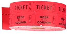 NIHUIFA Lot de 1 000 tickets de tombola à rouleau unique pour événements, carnavals, prix de porte, boissons et plus encore, 6 couleurs assorties, grande quantité, rouge