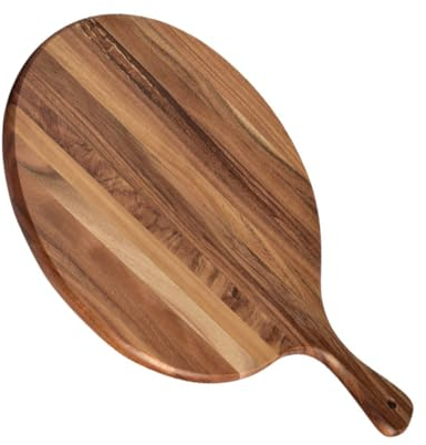 Hoement Planche À Découper Ronde Avec Manche Pour Charcuterie Viande Fromage Pizza Snack Lisse Facile À Nettoyer Décorative Polyvalente