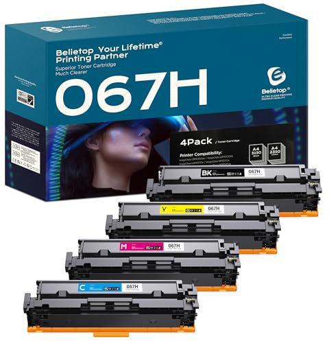 belietop 067 067H Toner Set Kompatible für Canon 067 067H Tonerkartusche für Canon i-SENSYS MF657Cdw MF655Cdw MF651Cw LBP633Cdw LBP632Cdw LBP631Cw MF653Cdw MF654Cdw MF656Cdw(Schwarz Cyan Gelb Magenta)