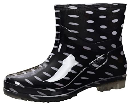 Stivali da pioggia corti da donna, in gomma, impermeabili, da giardino, in gomma, antiscivolo, per attività all'aperto, da lavoro, taglia 37-41, Nero , 41 EU