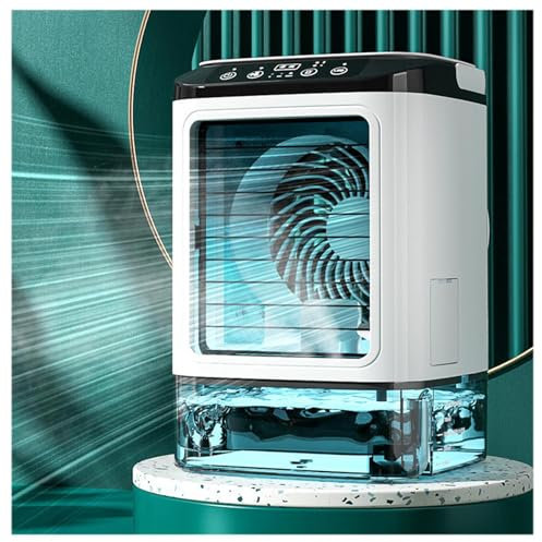 Climatizzatore Portatile, Serbatoio da 900ml,con Ghiacciaia,3 in 1 Rinfrescatore D Aria Ad Acqua 2 modalità di Nebbia, 7 Luci Colorate Climatizzatori Mobili per La Casa E L'Ufficio
