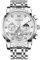 OLEVS Silber Uhren Herren Edelstahlarmband Quarz Metall Armbanduhr Herren Wasserdicht Leuchtend Moderne Mondphase Herrenuhr Chronograph Elegante Weiß Großes Zifferblatt Geschenke Uhren für Männer