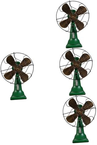 Cabilock 4pcs Battery Operated Small Desk Fan Vintage Fan Ornament Table Decor for Office