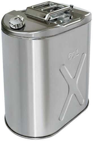 Bidón de gasolina de acero inoxidable de 50 litros con tubo de combustible, tanques de almacenamiento de gasolina, diésel, aceite comestible o agua, tanque de gasolina para camping y todoterreno