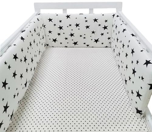 AZMAHT Babybett Umrandungen Atmungsaktive krippenumrandung Weich Babybett Nestchen Bettumrandung Babybett Kollisionsschutz Bettnestchen Umrandung Für Kinderbett Beistellbett Umrandung,N01,150×30cm