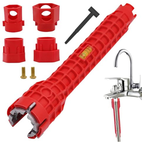Sink Faucet Installer Socket Wrench, 14 In1 Faucet Wrench Tool, Sink Wrench Plumbers Faucet And Sink Installer Tool Scaffold Tap Spanner Wrench Pipe Spanner Toilet Wrench For Kitchen Plumbing Repair