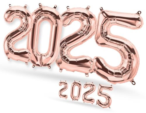 FUNXGO 2025 Rosa gold Folienballon Set - Großformatige Helium- & Luftballons für Silvester 2025 - Großer Partyballon, Helium & Luft geeignet, Ideal für Neujahr, Jubiläen, Hochzeiten, Partydekoration