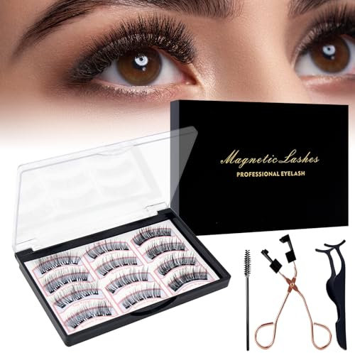 HASAIKA® Faux Cils Magnetique, Cils Magnetique Réutilisables, 3D Eyelashes Magnétiques Naturel, 5 Aimants Par Pièce, Faux cils résistants à l'eau et de longue durée (12 pcs)