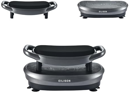 EILISON FITABS 3D Vibration Plate Exercise Machine with Seat - Ocsillation, Pulsation + Vibration Platform, Push Up | Vibration Machine for Lymphatic Drainage, Weight Loss, Recovery (Fitabs Grey)