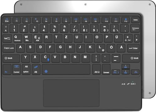 Occtingkind, Bluetooth Tastatur für iPad/Android-Tablets, Deutsches Layout QWERTZ, 10 Zoll Kabellose Magnetische Tastatur, Multi Touch Trackpad, Für iPad/Samsng Galaxy Tab/Lenovo Tab/Xiaomi, Schwarz