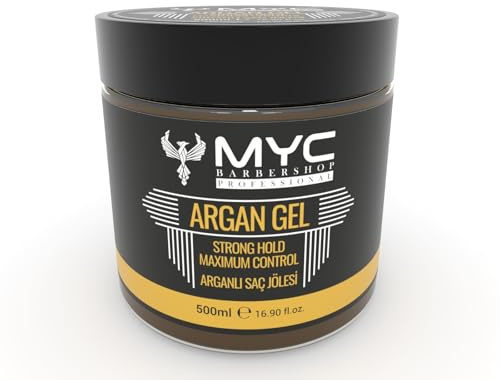 MYC BARBERSHOP – Argan Haarstyling Gel mit Arganöl – 500 ml – Starker Halt & maximale Kontrolle – Stylingqualität für Männer – Strong Hold Hair Gel for Men