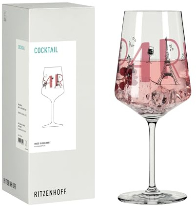 RITZENHOFF 8096007 Verre à cocktail Série Entdecker avec inscription Paris Rouge/noir 500 ml Fabriqué en Allemagne