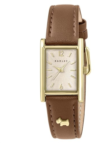 RADLEY Gold Plated Case Cognac Leather Strap Watch RY21898