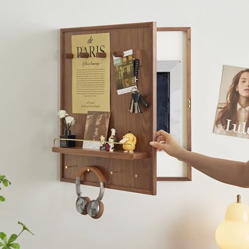 Vibeo Stromkasten verkleidung Dekorative Sicherungskastenabdeckung mit Haken und Ablage, Holzabdeckung für Versteckten Zählerkasten, Verteilerkastenblende zur Aufbewahrung(Style A,16x20in/40x50cm)