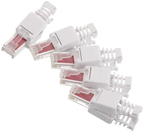 LRXIYODE 5pcs Category 6 Gigabit Cable Plug Connector Connectors for Internet Cable Cat6 Pass Through Ethernet Jack Plug White