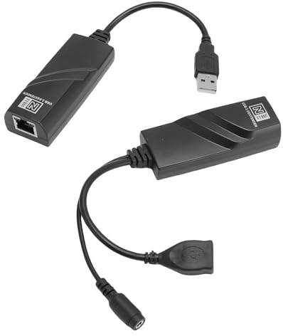 Sxhlseller USB Netzwerk Extender 100 M, USB zu Ethernet Adapter CAT5 CAT5E CAT6, Verlängerungsadapter für Große Entfernungen, Hot Swap fähig, Kompatibel mit Druckern, Festplatten, Kameras (EU-Stecker)