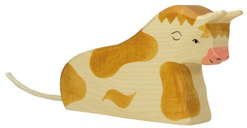 Holztiger Stier, liegend, braun, 80008
