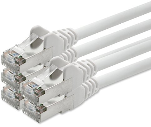 1aTTack - Cable SFTP con conectores RJ45 (cat. 5, 5m, 5 unidades), color blanco