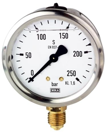 RIEGLER 102123-715-C Glyzerinmanometer, CrNi-Stahl, G 1/4 unten, 0-400,0 bar, Ø 63, 1Stk