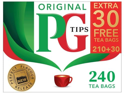 PG Tips One Cup Tea Original Black Tea Created for Real Tea Lovers Since 1930 Most Refreshing and Aromatic Taste, Pack of 1, 240 Black Tea Bags