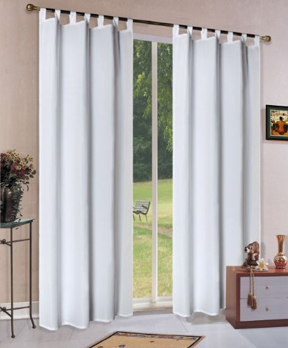 Mikrofaser Vorhang blickdichte Matte unifarbene Gardine, Weiß Schlaufen, 175x140 Schal. Material aus Microsatin-Gewebe., 204000