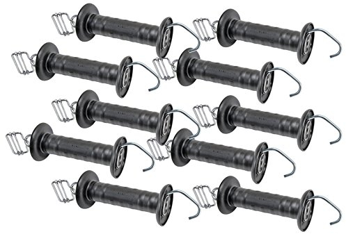 VOSS.farming 10x Große Torgriffe mit Zugbegrenzung und Haken - Farbe: schwarz - Weidezauntorgriff - Elektrozaunzubehör - Sparpack