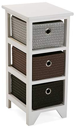 Versa Lingbo Mueble para el Baño Auxiliar, Cajonera con 3 cajones para organizar, Almacenaje Moderno y Divertido, Medidas (Al x L x An) 56 x 30 x 25 cm, Madera y Plástico, Color Blanco