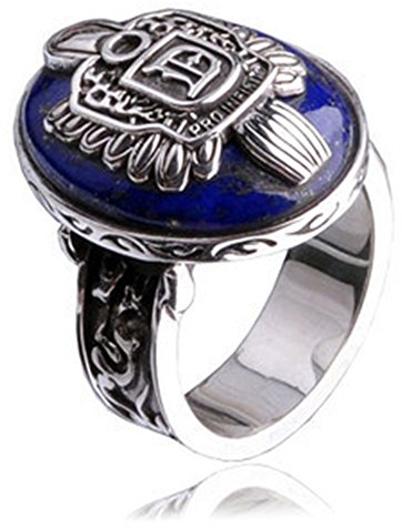 the Vampire Diaries Damon D Salvatore Stefan Ring with Blue Lapis Ring Black 8