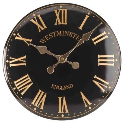 Homezone® Large modern wall clocks garden ornaments outdoor indoor Wall Clock Decorative waterproof clock wall outdoor thermometer wall thermometer indoor (Black Westminister Clock)