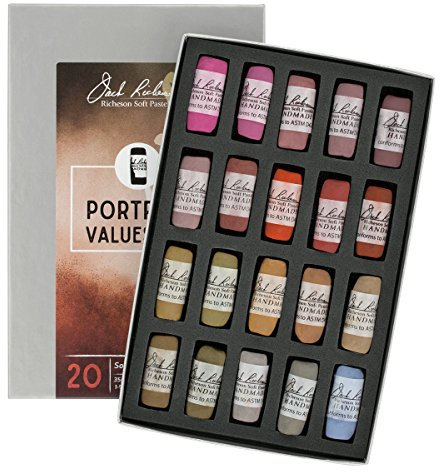 Jack Richeson 422938 Handgerollte weiche Pastellkreiden Werte 3-4, 20-teiliges Hochformat-Set