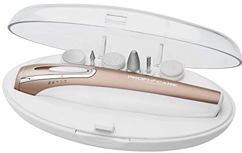 ProfiCare, PC-MPS 3016, Kit de manucure/pédicure électrique avec 6 accessoires de soin pour ongles 4 niveaux de lumière LED et boîte de rangement pratique