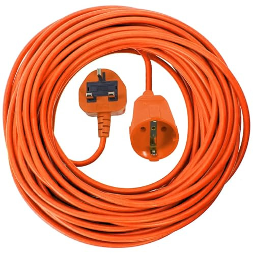 SPARES2GO 10m Mains Power Cable UK 3 Pin Plug compatible with Sovereign ME1031M GT2317 Lawnmower Strimmer