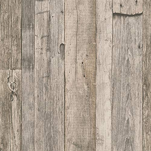 Holz Tapete in Beige und Grau | Vintage Tapete in Holzoptik | Landhaus Vliestapete im Used Look für Wohnzimmer und Schlafzimmer