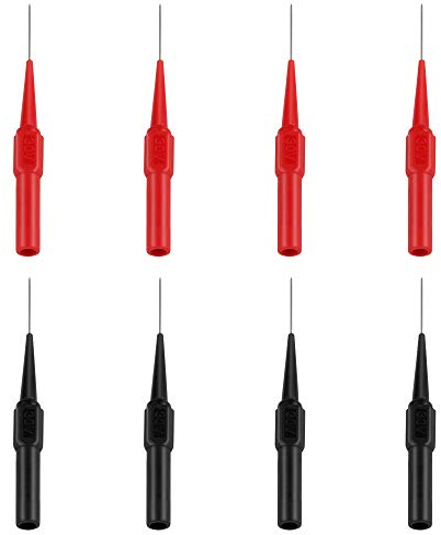 Dadabig 8 Pezzi Sonda di Prova, Sonda per Test in Rame e Acciaio Inossidabile Sonde per Multimetri per Testare Corrente AC/DC, Tensione AC/DC, Resistenza-(4 Rossi e 4 Neri)