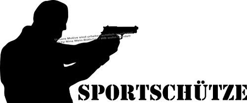WB wohn trends Auto-Aufkleber, Sportschütze Kurz-Waffe Pistole Schütze, Silber, 15cm breit, Farbe und Größe wählbar, KFZ-Sticker LKW Spruch